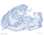 2005 5:4 animal_genitalia animal_penis anthro anthro_on_anthro balls bear belly belly_overhang big_belly blue_and_white bodily_fluids copyright_symbol cum cum_cannon cum_inflation cum_inside cum_on_belly cum_on_body cum_on_ground cum_on_leg cum_on_self cum_pool cum_string cumshot duo ear_piercing ejaculation english_text equid equine equine_genitalia equine_penis erection excessive_cum excessive_genital_fluids eyes_closed genital_fluids genitals handjob horse inflation interspecies male male/male male_penetrated male_penetrating male_penetrating_male mammal messy monochrome musclegut muscular open_mouth oral orgasm overweight overweight_anthro overweight_male penetration penile penis penis_grab penis_size_difference piercing sex slightly_chubby symbol taurin_fox text ursine_penis