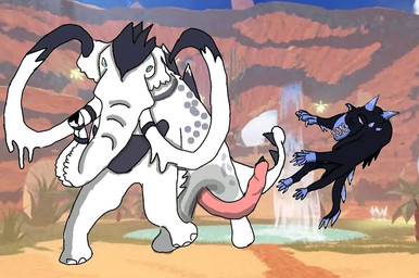 ambiguous_gender animal_genitalia attack black_body black_fur claws curved_penis duo feral flying fur genitals male penis penis_smack proboscis_(anatomy) size_difference slap tail teeth trunk_(anatomy) white_body white_fur embristiss_cos creatures_of_sonaria elephantid mammal mammoth pacedegon prehistoric_species proboscidean reeox meme
