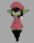 absolute_territory belt_buckle big_ears black_clothing black_eyebrows black_hair black_legwear black_thigh_highs blush blush_lines buckle cloak clothed clothing eyebrows feet femboy front_view green_body green_ears green_face green_skin grey_background hair hat headgear headwear humanoid_pointy_ears legwear long_ears male mouth_closed narrowed_eyes pointy_ears red_cloak red_clothing red_eyes red_hat red_headwear simple_background small_eyebrows solo thigh_highs toes gramdraw gram_(gramdraw) goblin humanoid 2023 4:5 absurd_res digital_drawing_(artwork) digital_media_(artwork) full-length_portrait hi_res portrait signature