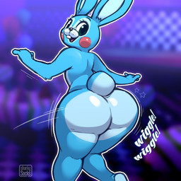 abstract_background anthro bent_leg big_butt blush bubble_butt buckteeth butt countershade_butt countershade_feet countershade_tail countershading eyelashes eyeshadow feet femboy fur huge_butt huge_thighs looking_at_viewer looking_back looking_back_at_viewer makeup male motion_lines nude onomatopoeia open_mouth open_smile presenting presenting_hindquarters purple_background rear_view shaking_butt simple_background smile solo sound_effects standing star tail teeth text thick_thighs tongue tuft twerking sharkysocks five_nights_at_freddy's five_nights_at_freddy's_2 scottgames toy_bonnie_(fnaf) lagomorph leporid mammal rabbit 1:1 2022 english_text watermark