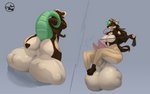 2_penises ambiguous_gender ambiguous_prey animal_genitalia animal_penis anthro anthro_pred balls big_balls big_butt big_penis breasts brown_body brown_fur butt cock_vore ear_piercing ear_ring erection forked_tongue fully_inside fur genitals green_body green_scales gynomorph gynomorph_pred hair heart_(marking) heart_symbol hemipenes horn huge_balls hyper hyper_balls hyper_genitalia intersex intersex_pred leash leash_pull logo long_hair markings multi_genitalia multi_penis nude penile penis piercing presenting presenting_hindquarters ring_piercing scales solo tongue vore vore_tether courtesyart spicynoodle levin_(fersnuki_time) canid canine domestic_ferret hybrid mammal mustelid musteline raccoon_dog reptile scalie snake tanuki true_musteline weasel 16:10 artist_logo hi_res widescreen trans_(lore) trans_woman_(lore)