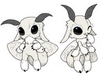 4_hands antennae_(anatomy) arthropod_abdomen female fur hand_on_hip hand_on_mouth insect_wings lepidopteran_wings multi_hand neck_tuft one_eye_closed smile solo tuft white_body white_fur wings wink tosx arthropod insect lepidopteran moth