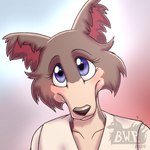 anthro blue_eyes blush clothed clothing female simple_background smile solo burning-wolf-promise beastars juno_(beastars) canid canine canis mammal wolf 1:1 2020 signature