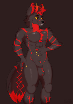 abs animal_genitalia anthro cock_sheath genitals looking_at_viewer male nude sheath smile smiling_at_viewer smirk smirking_at_viewer solo conditional_dnp taoreta skarlax hybrid absurd_res hi_res