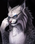 anthro blue_eyes countershading eyewear glasses looking_at_viewer male simple_background solo quirachen synx_(synxthelynx) felid feline lynx mammal half-length_portrait portrait