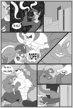 abandoned_building anthro big_muscles big_penis border building clothed clothing college_student confusion costume dialogue eyewear forced genitals glans glasses grey_border group hair halloween_costume haunted_house holding_another holidays house huge_penis humanoid_genitalia humanoid_penis hyper hyper_genitalia hyper_penis male male/male muscular muscular_male nipples nude penis size_difference speech_bubble tentacles text topless topless_anthro topless_male trio wearing_glasses unknownwolf halloween felid feline hybrid lemur liger mammal monster pantherine primate strepsirrhine black_and_white comic english_text hi_res monochrome