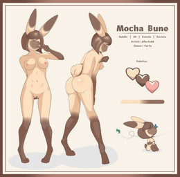 anthro areola bending beverage biped breasts brown_body brown_fur brown_hair butt chibi coffee covering covering_crotch covering_face covering_self covering_vulva digitigrade eyes_closed female female_anthro finger_on_pussy fluffy fluffy_tail front_and_back front_view front_vulva fur genitals gesture glistening glistening_butt hair hand_gesture humanoid_genitalia humanoid_vulva leg_markings markings multicolored_body multicolored_fur nipples palette pink_nipples plump_labia pointing pointing_at_butt pointing_at_self pointing_down presenting presenting_breasts presenting_hindquarters pussy_peek raised_tail rear_view short_hair smile smirk socks_(marking) solo spread_legs spreading standing tail text tongue tongue_out two_tone_body two_tone_fur v_sign vulva furfe mocha_(furfe) lagomorph leporid mammal rabbit 2026 absurd_res cel_shading english_text hi_res model_sheet multiple_images shaded