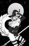 anthro clothed clothing costume female gloves halloween_costume handwear hat headgear headwear holidays looking_at_viewer magic_user mask pose scull solo witch witch_costume witch_hat road~abelgeym halloween canid canine mammal hi_res line_art pinup