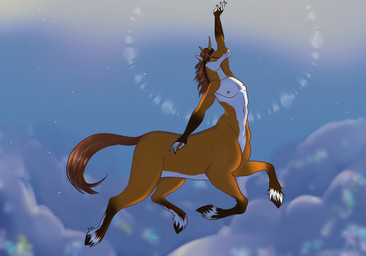 brown_body brown_hair cloud countershading floating hair horn male multicolored_body orange_body outside sky skyscape solo white_body white_countershading chocosarit mythology werefox_(character) canid canid_taur canine canine_taur equid equine fox fox_taur hybrid mammal mammal_taur mythological_creature mythological_equine taur unicorn unicorn_taur 2025 absurd_res hi_res