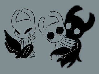anthro black_precum blush blush_lines bodily_fluids clothing dripping duo genital_fluids genitals male nub_tail penile_spines penis precum precum_drip selfcest simple_background small_but_hung square_crossover tapering_penis artienvy hollow_knight_(franchise) team_cherry shade_(hollow_knight) the_knight_(hollow_knight) arthropod shadow_creature vessel_(species) 4:3 hi_res nonbinary_(lore)