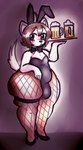 alcohol anthro beer beverage big_butt bow_(feature) bow_in_front bow_tie bulge bunny_costume butt clothing costume femboy fishnet_clothing male solo thick_thighs waiter penelopisspiss andrew_(solo_legend) canid canine canis mammal wolf absurd_res hi_res