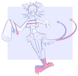 2_tails ambiguous_gender asymmetrical_arms blue_feet clothing feet fur gajinka hair heterochromatic_feet light_body light_fur long_sleeves multi_tail purple_background purple_body purple_fur purple_hair red_feet shirt simple_background solo tail topwear twintails_(hairstyle) clockstops3am conditional_dnp stonerobjectum animatic_battle object_shows animatic_(animatic_battle) animal_humanoid humanoid 2025 full-length_portrait hi_res portrait