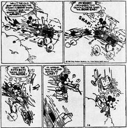 aircraft airplane anthro bottomwear clothed clothing dialogue footwear male open_mouth outside pants question_mark shoes solo speech_bubble text vehicle floyd_gottfredson ub_iwerks walt_disney_(artist) win_smith disney mickey_mouse mammal mouse murid murine rodent 1930 20th_century absurd_res ancient_art black_and_white comic english_text hi_res monochrome