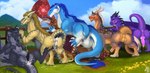 after_anal after_vaginal animal_genitalia anus balls big_butt black_body black_claws black_horn black_knot black_penis black_pussy black_scales blue_body blue_fur blue_mane bodily_fluids brown_body brown_fur brown_mane butt claws cum cum_from_ass cum_from_pussy cum_in_ass cum_in_pussy cum_inflation cum_inside erection female fence feral fur genital_fluids genital_slit genitals grass green_eyes grey_body grey_fur grey_scales group herm horn impregnation inflation intersex intersex/male knot male male/female male/male maleherm maleherm/male mane medial_ring penetration penis perineum pink_knot pink_penis plant purple_body purple_scales pussy raised_tail scales sheath tail vaginal vaginal_penetration ventral_scales white_body white_fur white_horn yellow_body yellow_claws yellow_fur zyria mythology bodkinrunner_(senereth) umbralant dragon furred_dragon furred_scalie mythological_creature mythological_scalie scalie hi_res reaction_image