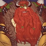 beard big_beard braided_mustache daddyfication eyebrows facial_hair hair long_beard long_mustache male mustache red_hair shell solo spikes viking pokenerd8 mario_bros nintendo bowser koopa scalie 1:1 hi_res