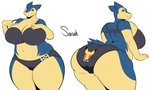 anthro anthrofied back-print_panties big_breasts big_butt black_bra black_clothing black_underwear bra breasts butt cleavage clothed clothing curvy_figure female fingers huge_breasts huge_butt looking_at_viewer panties pokemon_panties pokemorph simple_background slightly_chubby solo standing thick_thighs underwear voluptuous white_background pokebii nintendo pokemon generation_2_pokemon pokemon_(species) typhlosion hi_res