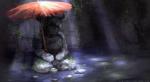 cave not_furry raining rock sculpture statue umbrella zero_pictured jazzycat undertale undertale_(series) animated loop short_playtime