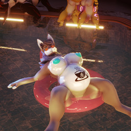 anthro belly_tattoo big_breasts blue_nipples breasts cybernetic_arm cybernetic_leg cybernetic_limb female glistening glistening_breasts group gynomorph huge_breasts intersex looking_at_viewer nipples pregnant solo_focus sun swimming_pool tattoo haolde ghostlyshark_(modeler) ha1 haolde_(character) lyabel_(haolde) aquatic equid equine fish horse mamagen mammal shark 1:1 3d_(artwork) blender_(artwork) blender_cycles_(artwork) digital_media_(artwork) hi_res