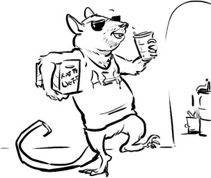 alcohol alpha_sigma_phi anthro beer beverage black_nose clothing college eyewear fraternity fur glasses happy holding_object male open_mouth party school shirt solo sunglasses teeth topwear trash_can victor_(cartoonist) party_mouse_(character) mammal mouse murid murine rodent 2016 black_and_white digital_media_(artwork) full-length_portrait monochrome portrait