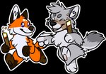 anthro chibi duo fluffy fluffy_tail fur gesture hand_gesture pointing smile tail torch werewolferd microsoft minecraft mojang xbox_game_studios canid canine canis fox fox_(minecraft) mammal pale_wolf_(minecraft) wolf wolf_(minecraft) alpha_channel