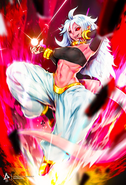 boots breasts clothing female footwear hair high_heeled_boots high_heels humanoid_pointy_ears long_hair navel not_furry pink_body pink_skin pointy_ears red_eyes shoes solo tail text white_hair aurahack dragon_ball dragon_ball_fighterz toei_animation android_21 majin_android_21 alien alien_humanoid humanoid majin hi_res url