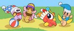 ball big_penis bow_(feature) clothing foreskin genitals group hat headgear headwear male male/male penis argon_vile kirby_(series) kirby_star_allies nintendo como marx_(kirby) poppy_bros_jr. waddle_doo 7:3 absurd_res hi_res