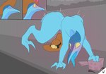 alien amber_(scooby-doo) blush bodily_fluids female feral hanna-barbera hi_res scaliepunk scooby-doo_(series) shaking shocked_expression solo sweat tremble_spikes trembling