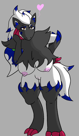 accessory anthro big_breasts breasts claws digitigrade female female_anthro fur genitals hair hair_accessory hand_on_cheek hand_on_hip inner_ear_fluff leaning looking_at_viewer markings nipples pokemorph smile solo tail thick_thighs toe_claws tuft vulva rayoshi_(artist) nintendo pokemon zarx_(rayoshi) canid canine fox generation_5_pokemon hybrid mammal pokemon_(species) zoroark hi_res monochrome
