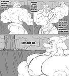 abs anthro barely_contained barely_visible_genitalia barely_visible_penis big_butt big_muscles big_pecs big_penis bovid bulge butt caprine clothing comic crater dialogue english_text eyewear flexing gabriel_(parttimeyeen) genitals glasses goat hi_res horn huge_muscles huge_penis hyper hyper_muscles male mammal monochrome muscular muscular_thighs night nipples parttimeyeen_(artist) pecs penis plant pose profanity smile solo text thick_thighs tight_clothing torn_clothing tree