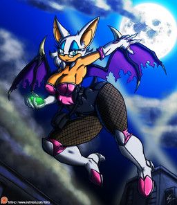 anthro armwear big_breasts boots breasts building chaos_emerald clothing cloud elbow_gloves eyewear female footwear gem glasses gloves hair handwear high_heeled_boots high_heels light moon moonlight night nipple_outline patreon_logo shoes sky solo teal_eyes text thick_thighs white_hair wide_hips wings viroveteruscy patreon sega sonic_the_hedgehog_(series) rouge_the_bat bat mammal 2015 digital_media_(artwork) url
