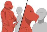 anthro bodily_fluids faceless_character faceless_human forced hand_holding kiss_on_lips kissing looking_at_another male male/male melting rape red_body restrained sweat sweatdrop transformation fg2000 mythology dragon goo_creature human mammal mythological_creature mythological_scalie scalie