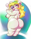anthro bear blonde_hair breasts butt female hair heart_symbol hi_res inflat-o-rivus mammal nipples nude obese obese_anthro obese_female open_mouth overweight overweight_anthro overweight_female polar_bear shira_(disambiguation) short_stack solo ursine