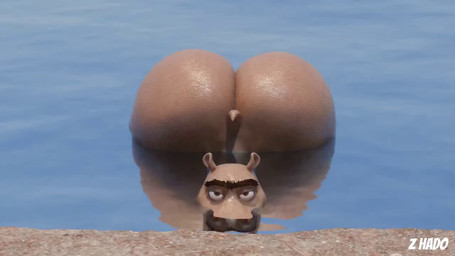 anthro big_butt blinking brown_eyes butt butt_jiggle eyebrows front_view jiggling male partially_submerged small_tail solo tail thick_eyebrows unibrow z_hado yogher_(modeler) dreamworks madagascar_(series) moto_moto common_hippopotamus hippopotamid mammal 16:9 2026 3d_(artwork) 3d_animation animated better_version_at_paywall digital_media_(artwork) english_description high_framerate loop no_sound short_playtime video widescreen