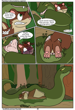 asphyxiation bodily_fluids coiling coiling_another coiling_around_body digestion digestion_implied digestion_noises digestive_fluids digestive_juice dirt_road duo feral forest forest_background grass green_eyes greeting humor internal isekai male male/male mouth_shot nature open_mouth oral_vore plant post-apocalyptic saliva saliva_string serpentine_vore swallowed_whole swallowing swallowing_sound_effect tail text tree vore lizarddude812 sunshine_(lizarddude812) flying_squirrel mammal reptile rodent scalie sciurid snake comic english_text hi_res url
