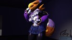 16:9 2022 3_fingers 3d_(artwork) anthro areola armwear aroused bandai_namco black_clothing blue_eyes bottomwear breasts canid clothed clothing detailed_background digimon digimon_(species) digital_media_(artwork) female fingers fur hand_on_breast hi_res holding_breast karouart latex legwear mammal navel nipples open_mouth raised_tail renamon rubber_clothing signature skirt solo source_filmmaker_(artwork) symbol tail white_body white_fur widescreen yellow_body yellow_fur