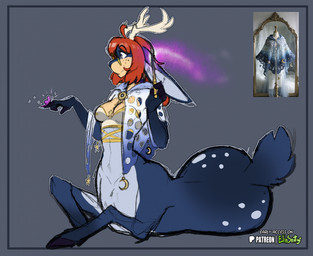 breasts butt clothed clothed_female clothed_taur clothing countershade_torso countershading eyelashes eyewear female fingers freckled_breasts freckled_chest freckled_face freckles fur glasses hair hooves horn long_eyelashes lying on_front simple_background smile solo spots spotted_butt tail text spiritelin astrid_(psychorodent) deer mammal taur 2026 digital_drawing_(artwork) digital_media_(artwork) english_text hi_res
