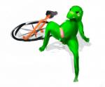 anthro biped blush bodily_fluids cum cum_on_ground erection genital_fluids genitals green_body green_skin lying male nude on_back penis simple_background solo spread_legs spreading sweat unicycle vehicle white_background unknown_artist dat_boi amphibian frog digital_media_(artwork) meme