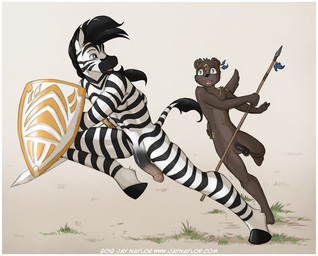 accessory anthro athletic balls big_penis black_body black_fur black_hair black_hooves black_nose black_penis black_stripes blue_eyes border brown_balls brown_body brown_fur brown_glans brown_penis casual_nudity duo eyebrows feet flaccid fluffy fluffy_tail foreskin front_view fur genitals glans glistening glistening_genitalia glistening_penis grass green_eyes hair hair_accessory happy holding_melee_weapon holding_object holding_polearm holding_shield holding_spear holding_sword holding_weapon hooves humanoid_genitalia humanoid_penis long_hair long_penis long_tail looking_at_another looking_back male markings melee_weapon multicolored_body multicolored_fur multicolored_penis multicolored_tail navel nude open_mouth open_smile outside partially_retracted_foreskin paws penis penis_size_difference pink_glans pink_penis pink_tongue plant polearm pubic_mound running shadow shield slim smile snout social_nudity spear striped_body striped_fur striped_markings striped_tail stripes sword tail tail_markings tail_tuft teeth text thick_penis tongue tribal tribal_markings tuft two_tone_body two_tone_fur two_tone_tail urethra weapon white_body white_border white_fur white_penis conditional_dnp jay_naylor equid equine mammal mustelid otter zebra 2012 digital_media_(artwork) shaded url