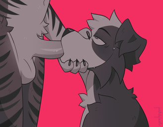 anthro balls bodily_fluids bright_background cheek_tuft claws dominant duo eyebrows facial_tuft fellatio floppy_ears folded_ears fur fur_tuft genitals glistening glistening_genitalia glistening_penis half-closed_eyes head_tuft holding_muzzle humanoid_genitalia humanoid_penis kneeling_oral_position long_fur looking_pleasured looking_up looking_up_at_partner male male/male manhandling markings narrowed_eyes navel nude nude_anthro oral penile penis raised_eyebrows seductive sex striped_body striped_fur striped_markings stripes submissive sucking sucking_tip sweat sweatdrop tuft justdylanfr border_(justdylanfr) border_collie canid canine canis collie domestic_dog felid feline herding_dog mammal pantherine pastoral_dog sheepdog tiger cel_shading hi_res shaded