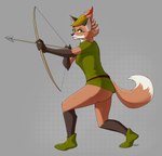 anthro archery bow_(weapon) clothed clothing cosplay costume female fox_tail ranged_weapon smile smiling_at_viewer smirk smirking_at_viewer solo weapon badroy fleet_(dungeons_of_aether) canid canine fox mammal hi_res