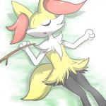 ambiguous_gender anthro black_body black_fur eyes_closed fur open_mouth sleeping solo stick white_body white_fur yellow_body yellow_fur 24651 nintendo pokemon braixen canid canine generation_6_pokemon mammal pokemon_(species) 1:1 hi_res