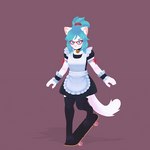 1:1 3d_(artwork) 3d_animation accessory animated anthro armband atelierlily bell bell_collar biped black_clothing black_legwear black_thigh_highs blue_eyes blue_hair blush canada_anal_meme clothed clothing collar digital_media_(artwork) domestic_cat eyewear felid feline felis female fully_clothed fur glasses hair hair_accessory hair_ribbon legwear maid_uniform mammal red_eyewear red_glasses ribbons sash short_playtime simple_background skateboard_trick solo tablekat thigh_highs uniform white_body white_fur