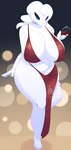 alcohol anthro barely_visible_genitalia barely_visible_pussy beverage big_breasts breasts clothed clothing female fur genitals holding_beverage holding_object huge_breasts pussy pussy_peek pussy_slip skimpy solo thick_thighs white_body white_fur wine dullyarts daphne_dress nintendo pokemon generation_5_pokemon legendary_pokemon pokemon_(species) reshiram hi_res