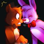 anthro bow_(feature) bow_tie duo machine male male/male text silberhoernchen five_nights_at_freddy's scottgames bonnie_(fnaf) freddy_(fnaf) animatronic bear lagomorph leporid mammal rabbit robot 1:1 url