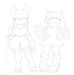 anthro bat_wings big_breasts boots breasts clothed clothing dress duo female footwear fully_clothed gloves handwear high_heeled_boots high_heels membrane_(anatomy) membranous_wings shoes standing tight_clothing wings harkonner sega sonic_the_hedgehog_(series) amy_rose rouge_the_bat hi_res monochrome sketch