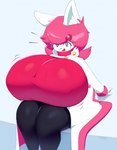 big_breasts bottomwear breasts clothing female huge_breasts hyper hyper_breasts jacket pants shirt simple_background sitting solo topwear kkoart bonnie_(dewbber) lagomorph leporid mammal rabbit hi_res