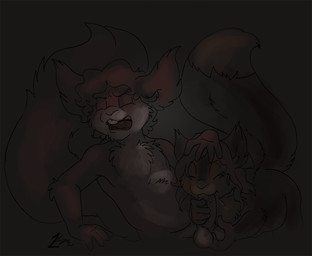 anthro ball_fondling ball_grab balls bodily_fluids cum cum_in_mouth cum_inside dark duo fellatio female fondling genital_fluids genitals hand_on_head male male/female oral penile sex shellyochunks ardy eurasian_red_squirrel mammal rodent sciurid tree_squirrel
