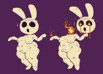 anthro black_eyes bodily_fluids breasts detachable detachable_head empty_eyes female fire flaming_eyes front_view genitals holidays looking_at_viewer navel nipple_outline nude open_mouth purple_background pussy simple_background small_breasts solo tears thick_thighs white_body wide_hips mhdrawin animal_crossing halloween nintendo coco_(animal_crossing) animate_inanimate gyroid hybrid lagomorph leporid mammal rabbit 2024