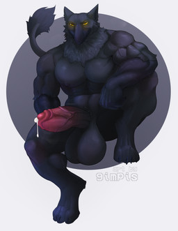 anthro beak breasts erection fur genitals hair looking_at_viewer male muscular muscular_anthro muscular_male nipples nude penis simple_background smile solo tail gimpis mythology avian bird gryphon mammal mythological_avian mythological_creature absurd_res hi_res