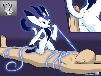 3_fingers 5_toes anthro arms_above_head bdsm black_nose black_sclera blue_body bodily_fluids bondage bound breasts butt claws cowgirl_position cutaway dominant dominant_anthro dominant_female duo erection eye_contact eyebrows eyelashes feet female fingers from_front_position genital_fluids genitals glowing half-closed_eyes hands_above_head hooves human_on_anthro humanoid_genitalia humanoid_penis imminent_sex interspecies larger_human larger_sub legs_tied looking_at_another lying male male/female multicolored_body narrowed_eyes navel nude on_back on_bottom on_top penis penis_on_butt precum pupils purple_background restraints rope rope_bondage sex simple_background size_difference small_breasts smaller_anthro smaller_on_top smile submissive submissive_human submissive_male teasing toes two_tone_body vulva white_body white_pupils whitecrocus microsoft ori_(series) xbox_game_studios anon ori_(ori) guardian_spirit human mammal 2023 4:3 digital_media_(artwork) hi_res reference_image signature